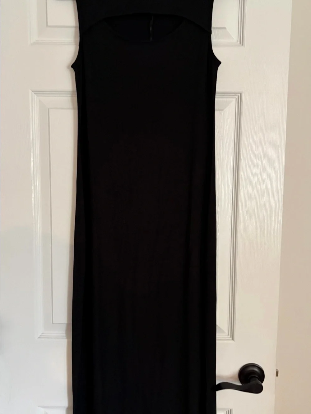 NWT 41 Hawthorn Sleeveless Black Ribbed Maxi Dress Front Cutout Size Medium